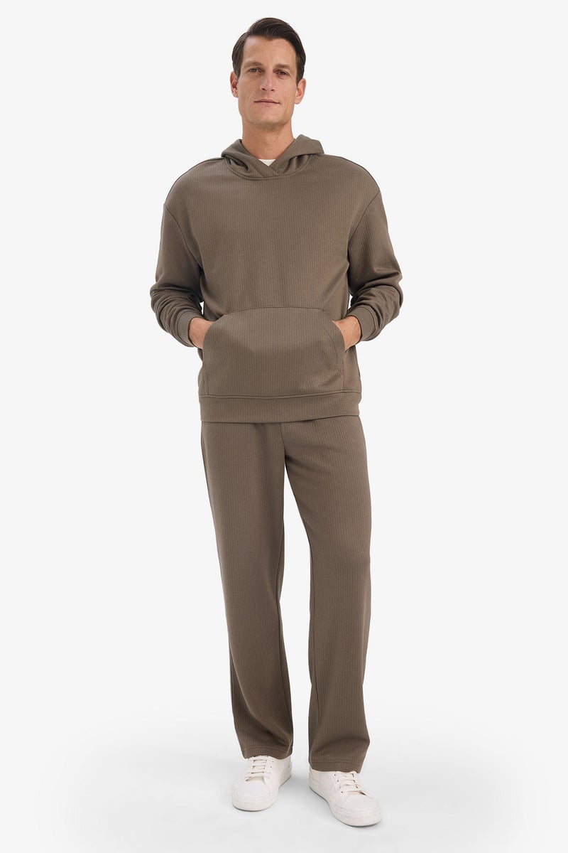 DeFacto Brown Man Wide Leg Textured Sweatpants Casual - Image 5